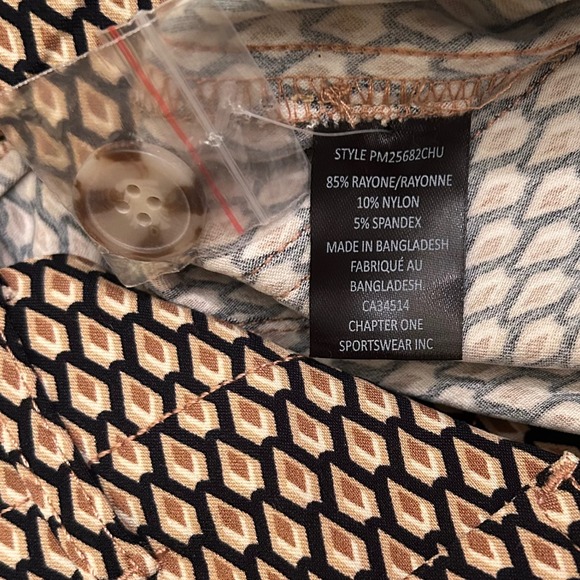 Jules & Leopold Geometric Print Wide Leg Pants Black Gold Beige Size Large - Picture 11 of 12